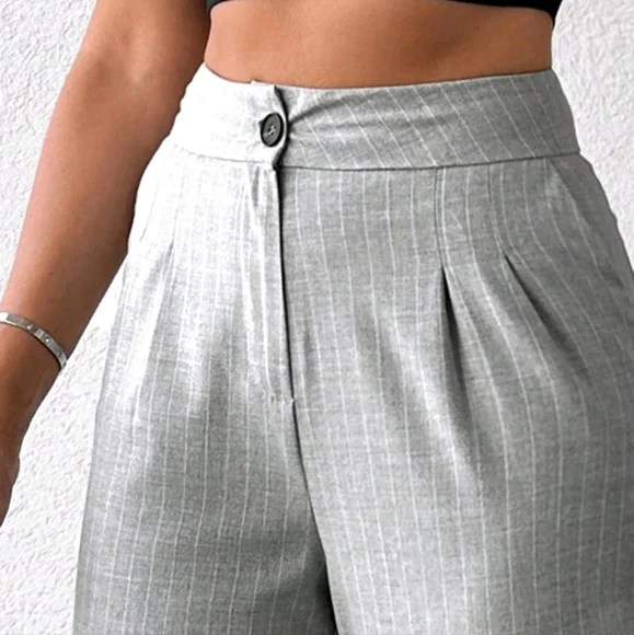 Striped Print Wide Leg Suit Pants - Picture 4 of 4